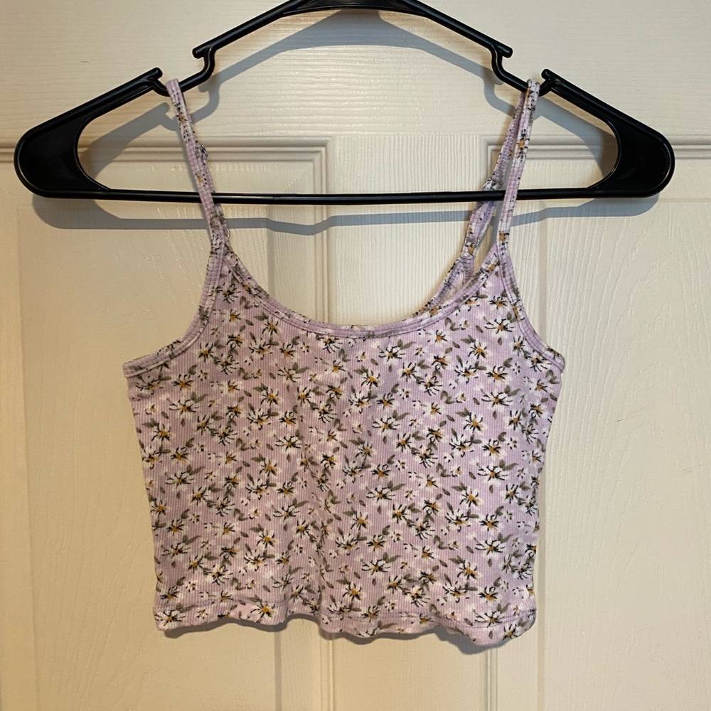 Floral Lavender Cropped Camisole Top